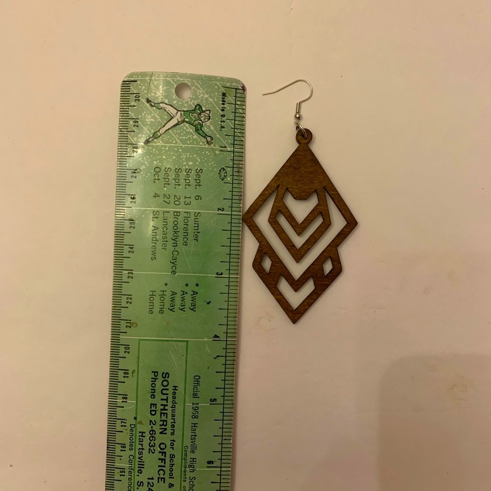 Cute Wooden Handmade Earrings. Unique. Casual. Boho. - Picture 3 of 3